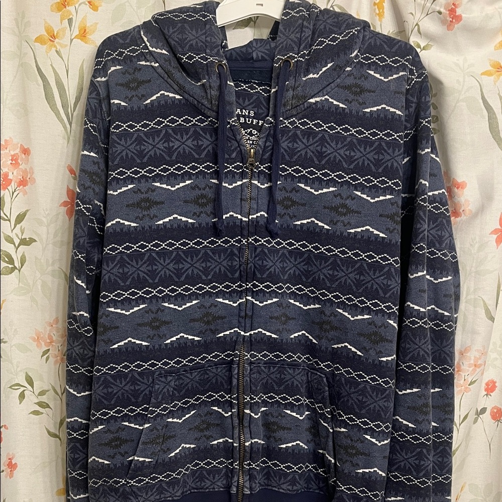 I Jeans by Buffalo Navy and White Patterned Woman Zip Up